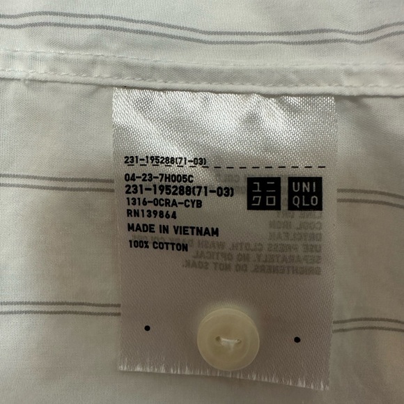 Uniqlo White Striped Women's Button Down Shirt - Picture 5 of 8